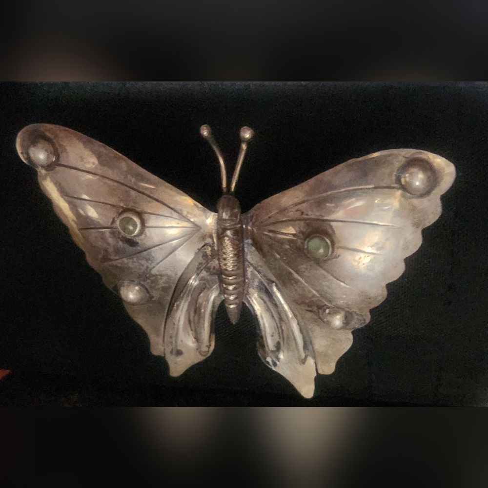 MEXICO Silver Butterfly Brooch 1940s